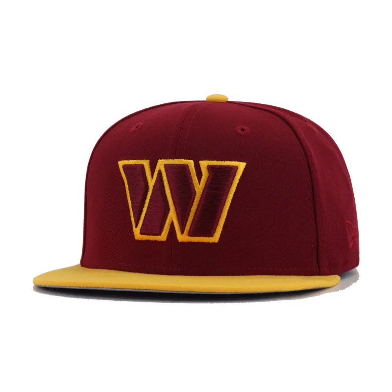 Washington Commanders Cardinal A Gold New Era 59Fifty Fitted sold by Hat Heaven