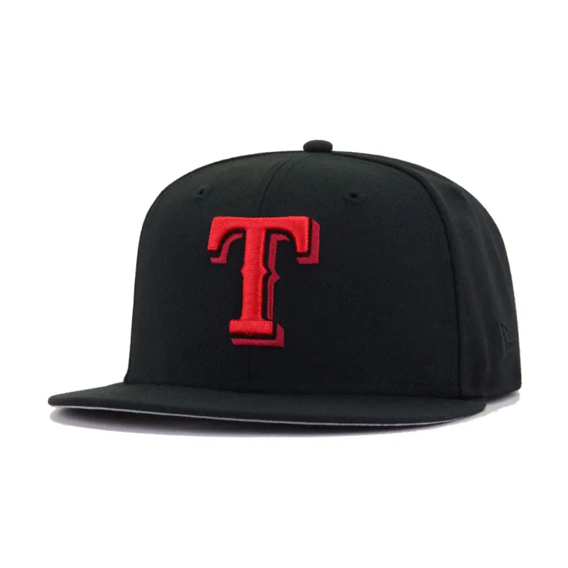 Texas Rangers Black BRED New Era 59Fifty Fitted sold by Hat Heaven
