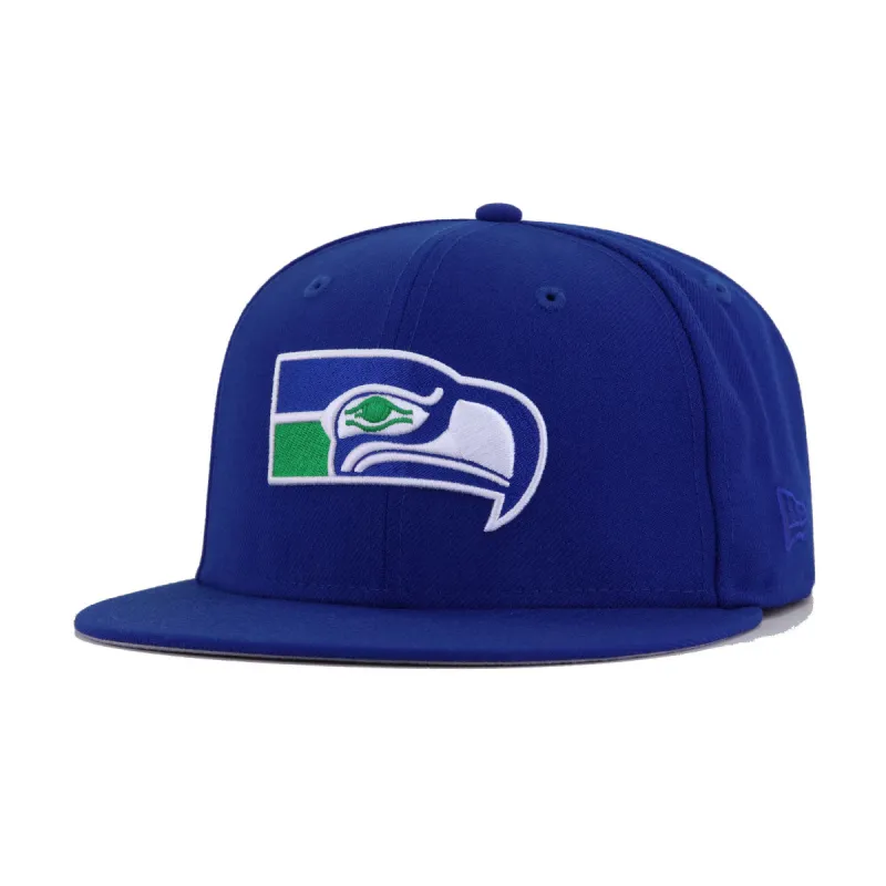 Seattle Seahawks Light Royal Blue 1976 25th Anniversary New Era 59Fifty Fitted sold by Hat Heaven