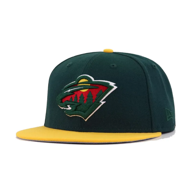 Minnesota Wild Dark Green A Gold New Era 59Fifty Fitted made by Hat Heaven