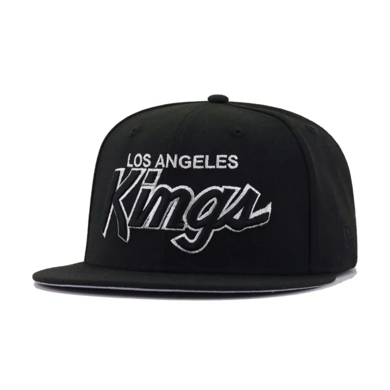 Los Angeles Kings Black SCRIPT New Era 59Fifty Fitted sold by Hat Heaven