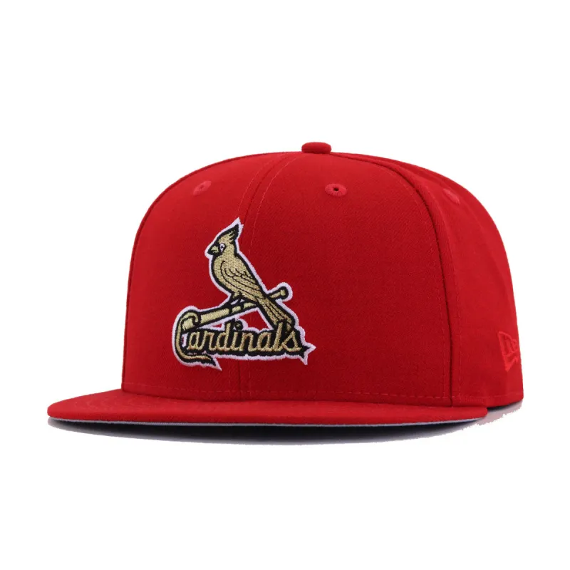 St Louis Cardinals Scarlet Metallic Gold New Era 59Fifty Fitted sold by Hat Heaven