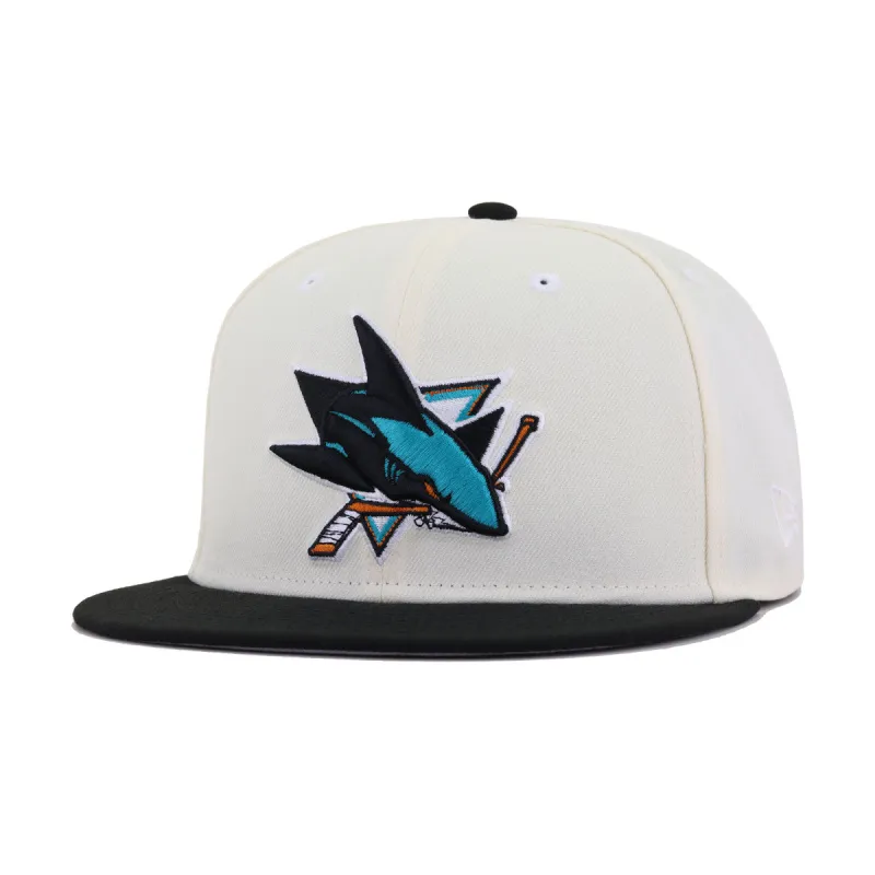 San Jose Sharks Chrome Black New Era 59Fifty Fitted sold by Hat Heaven