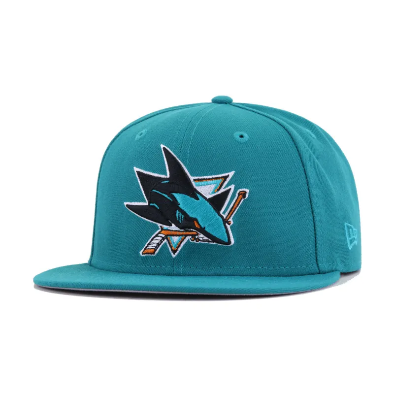 San Jose Sharks Aqua New Era 59Fifty Fitted sold by Hat Heaven