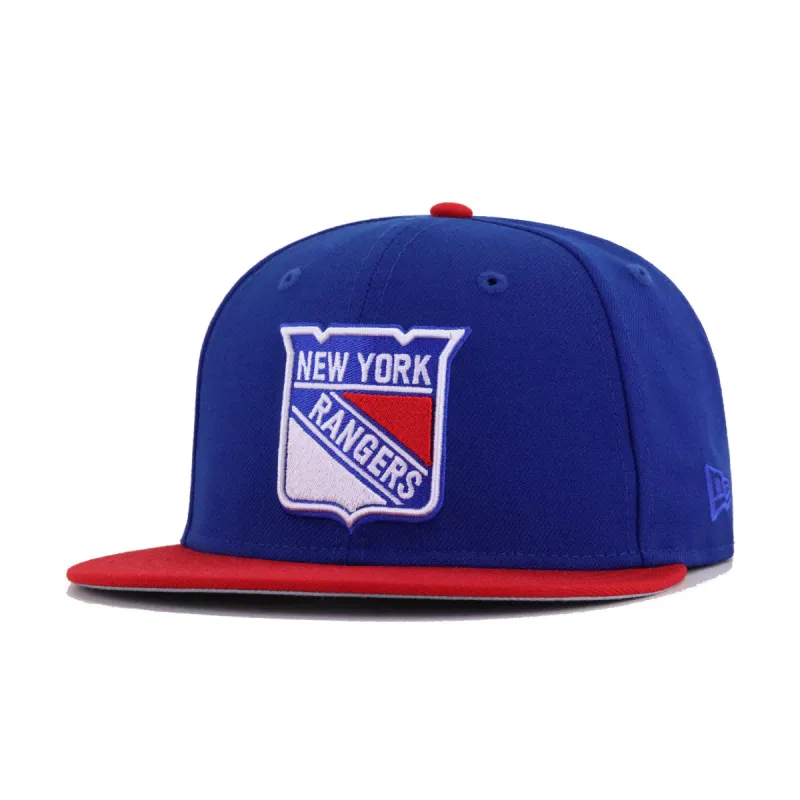 New York Rangers Light Royal Blue Scarlet New Era 59Fifty Fitted made by New Era