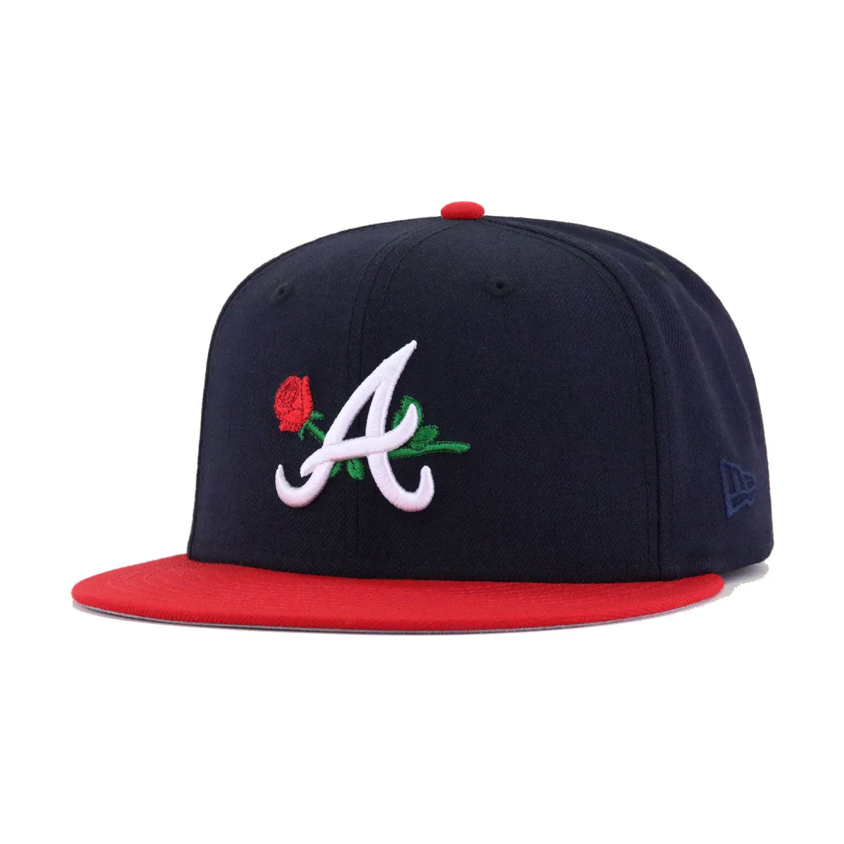 Atlanta Braves Navy Scarlet Rose New Era 59Fifty Fitted sold by Hat Heaven