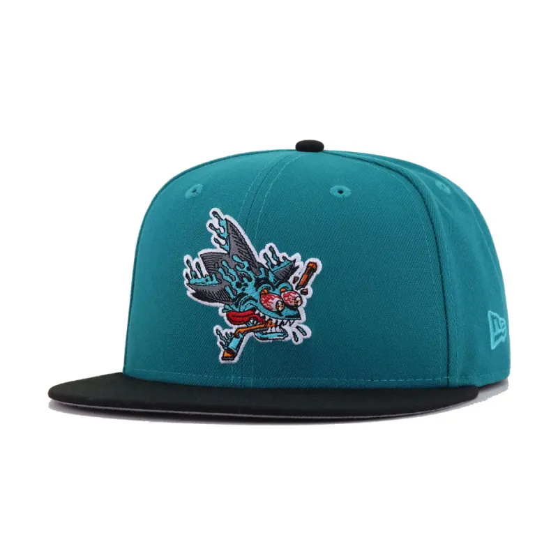 San Jose Sharks Aqua Black FREAK New Era 59Fifty Fitted sold by Hat Heaven