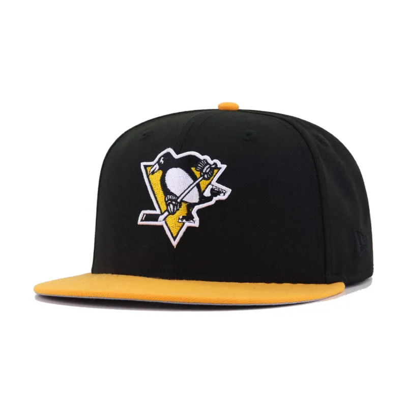 Pittsburgh Penguins Black R Gold New Era 59Fifty Fitted sold by Hat Heaven