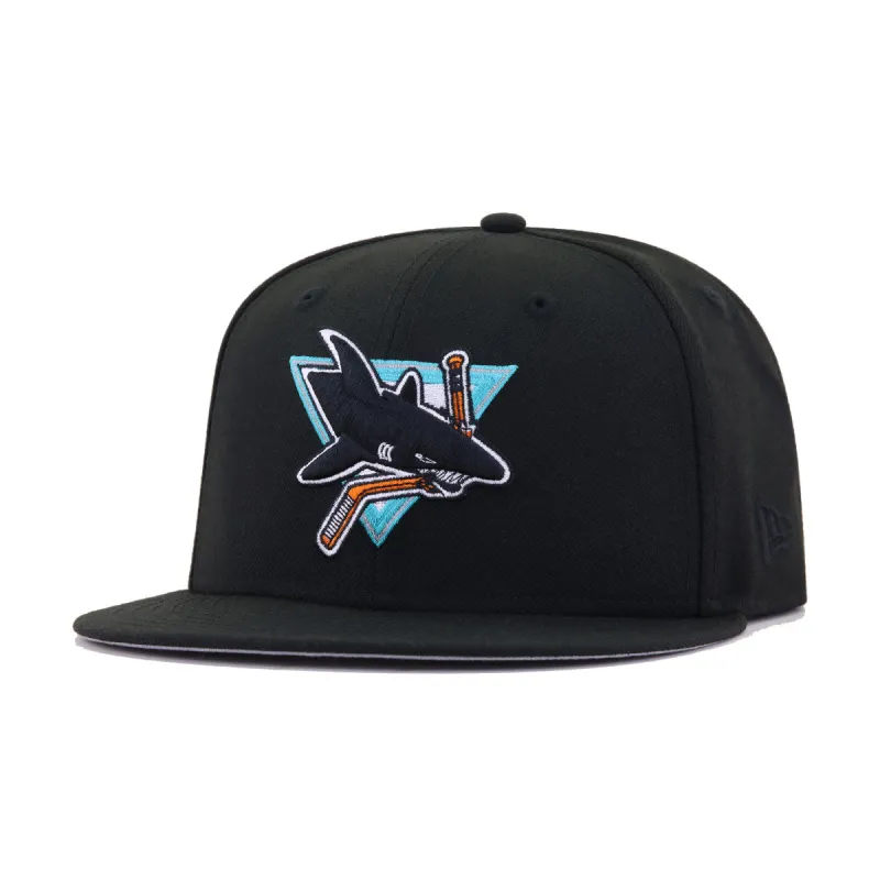 San Jose Sharks Black 1991 New Era 59Fifty Fitted sold by Hat Heaven