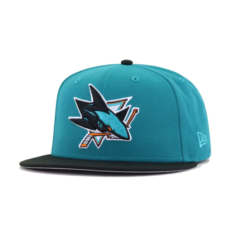 San Jose Sharks Aqua Black New Era 59Fifty Fitted sold by Hat Heaven