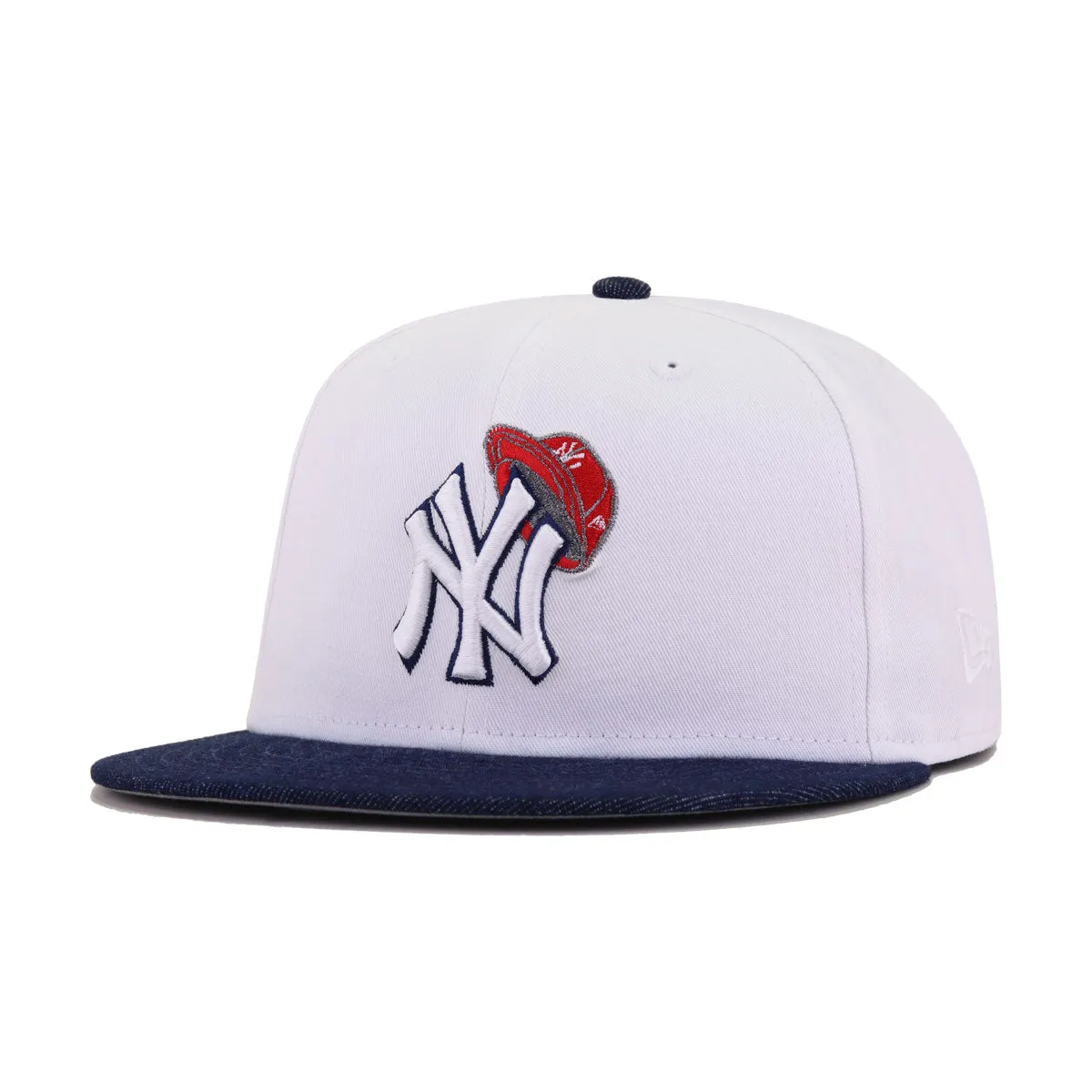 New York Yankees White Light Navy Denim New Era 59Fifty Fitted sold by Hat Heaven