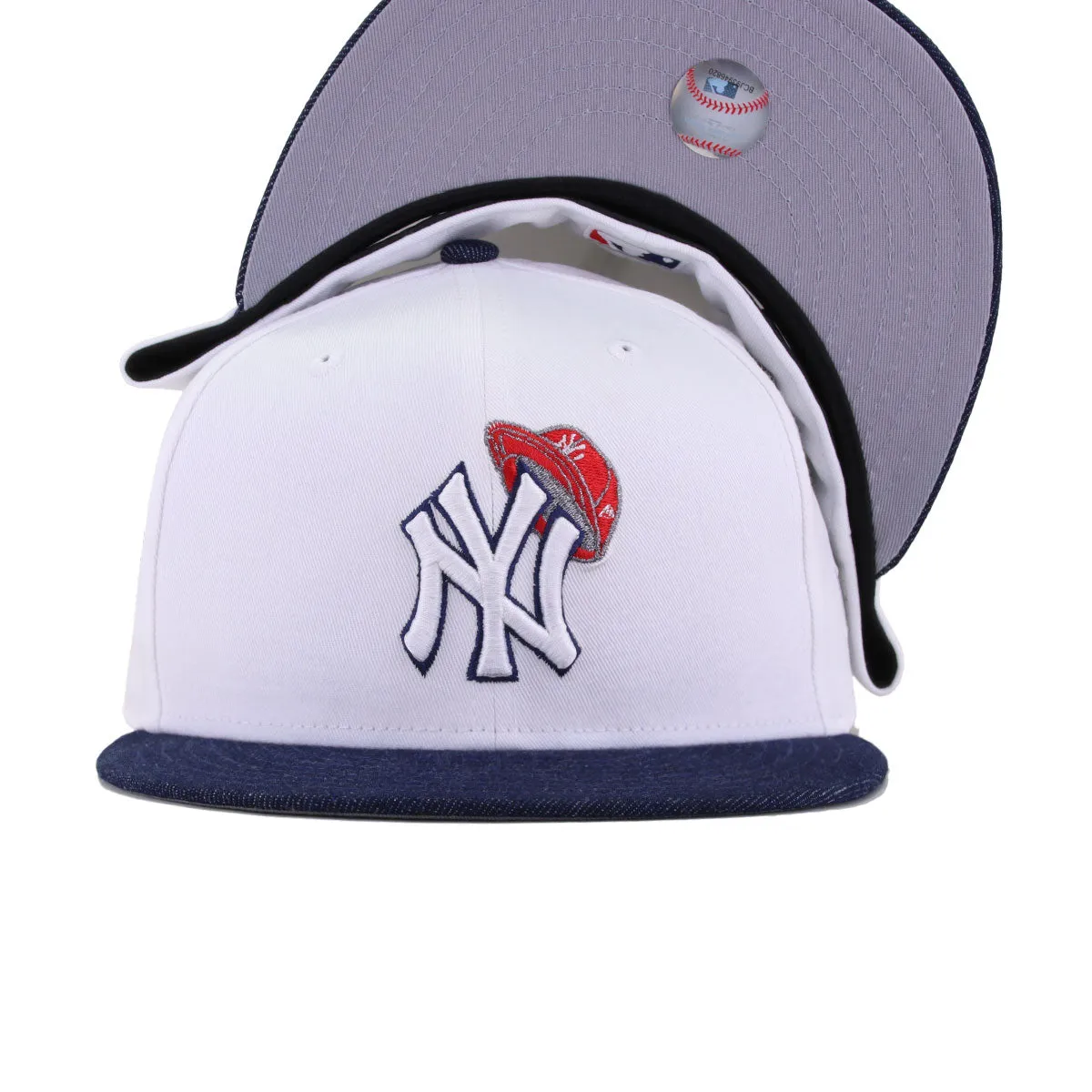 New York Yankees White Light Navy Denim New Era 59Fifty Fitted sold by Hat Heaven product image thumbnail 4