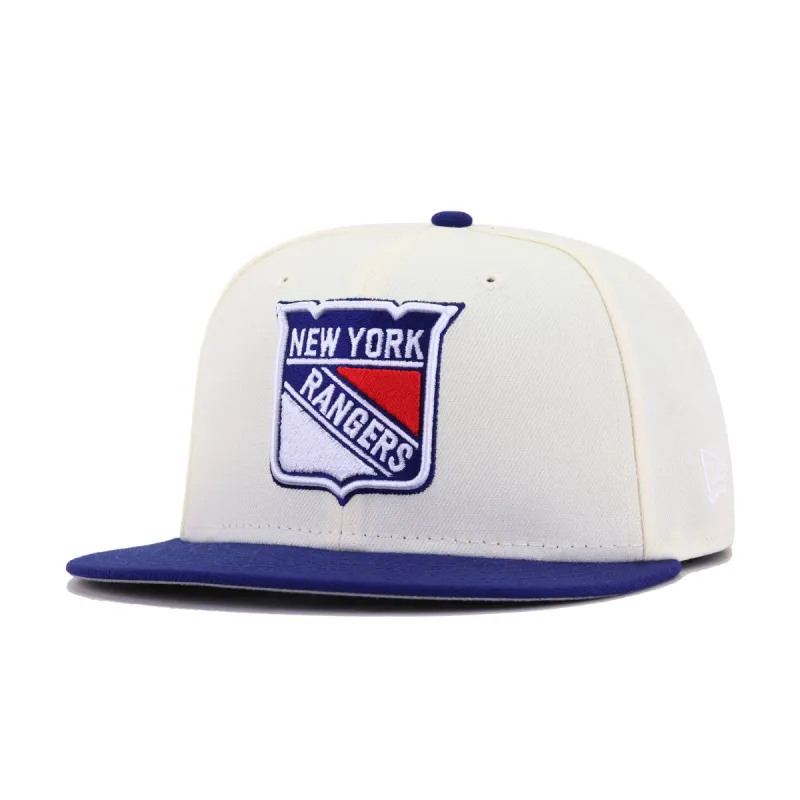 New York Rangers Chrome Dark Royal Blue New Era 59Fifty Fitted made by New Era