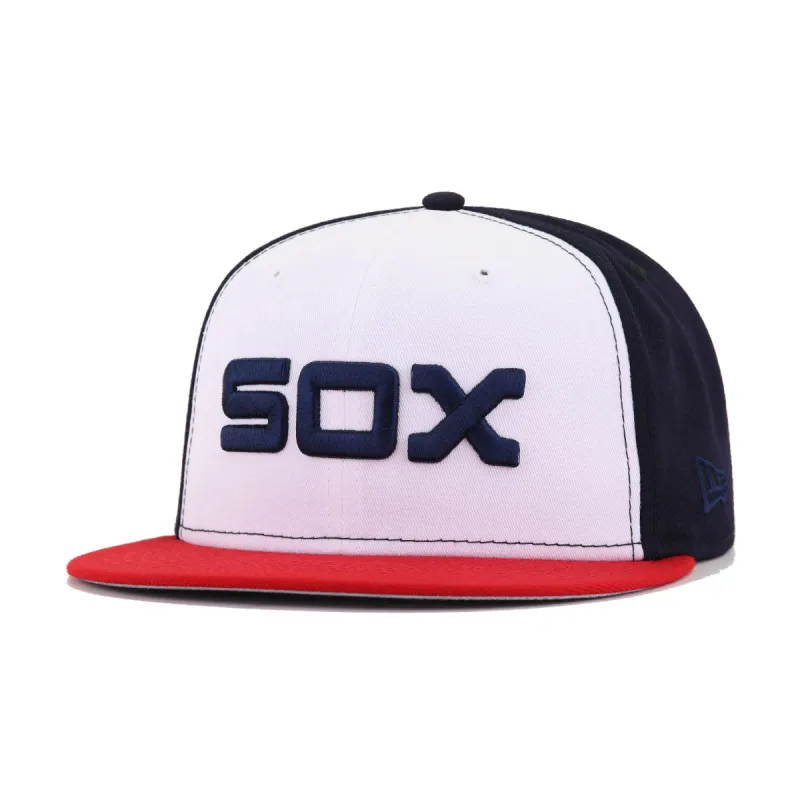 Chicago White Sox White Navy Scarlet 1982 New Era 59Fifty Fitted sold by Hat Heaven
