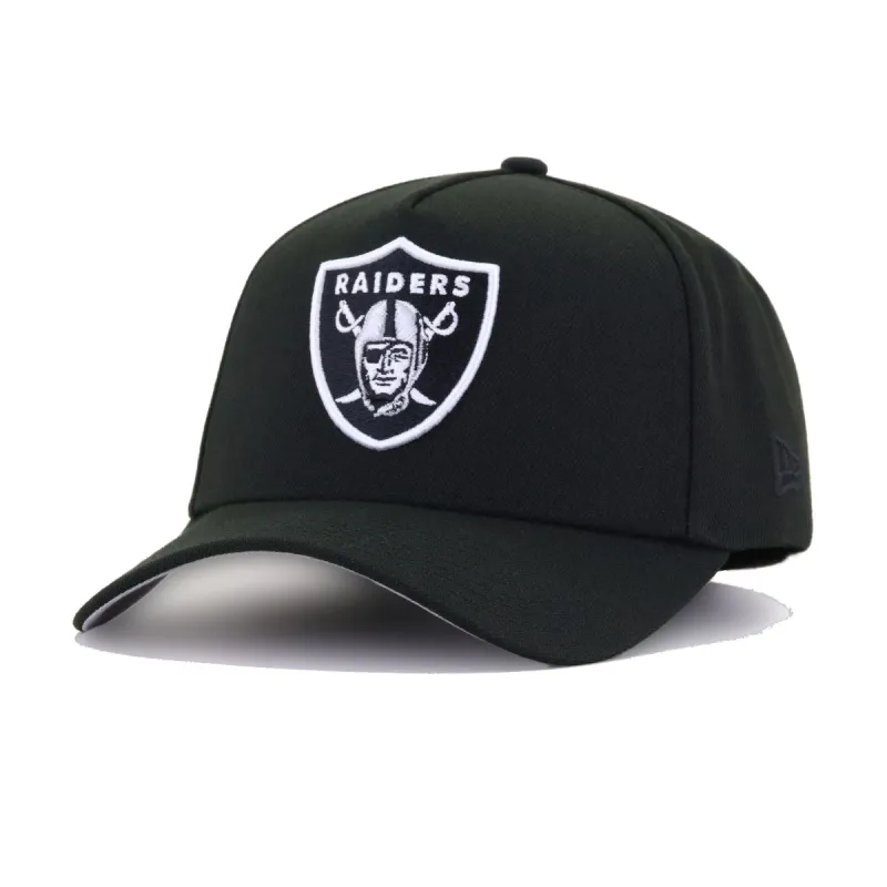 Las Vegas Raiders Black New Era 9Forty A-Frame Snapback sold by Hat Heaven