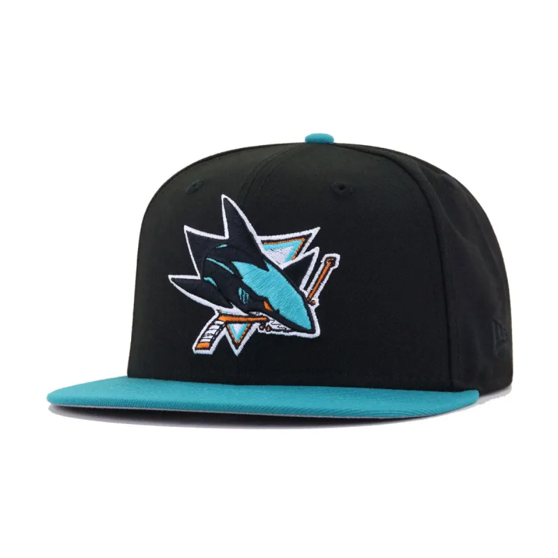 San Jose Sharks Black Aqua New Era 59Fifty Fitted sold by Hat Heaven