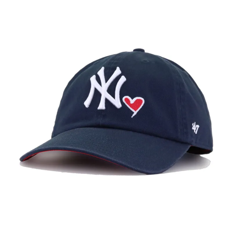 New York Yankees Navy Heart 47 Brand Clean Up Dad Hat sold by Hat Heaven