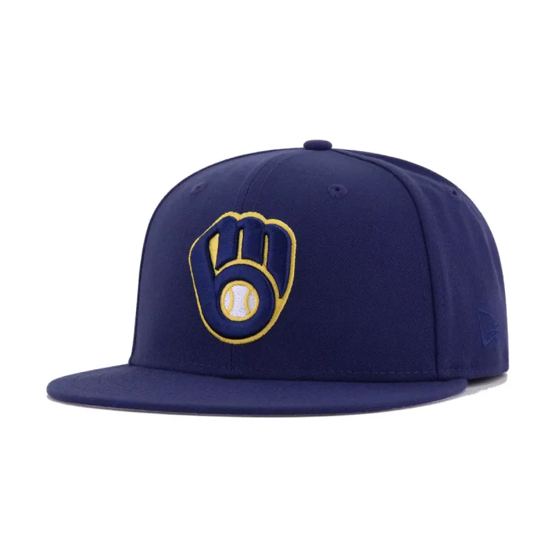 Milwaukee Brewers Light Navy New Era 9Fifty Snapback sold by Hat Heaven