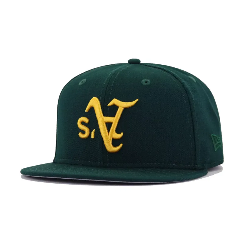 Oakland Athletics Dark Green Upside Down New Era 59Fifty Fitted sold by Hat Heaven