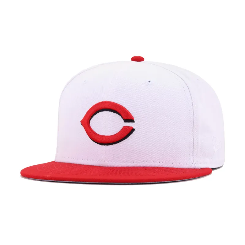 Cincinnati Reds White Scarlet New Era 59Fifty Fitted sold by Hat Heaven