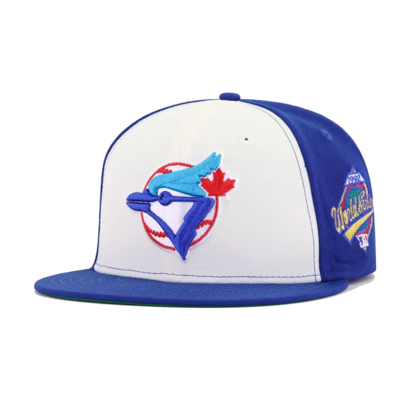 Toronto Blue Jays Chrome Light Royal Blue 1992 World Series Cooperstown Green Bottom New Era 59Fifty Fitted sold by Hat Heaven