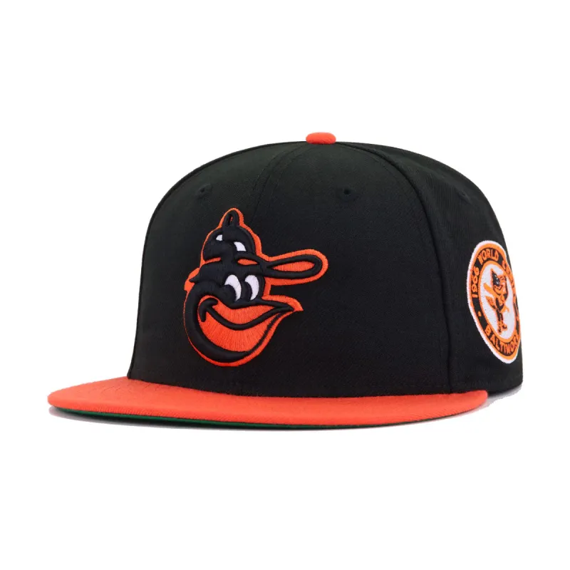 Baltimore Orioles Black Orange 1966 World Series Cooperstown Green Bottom New Era 59Fifty Fitted sold by Hat Heaven