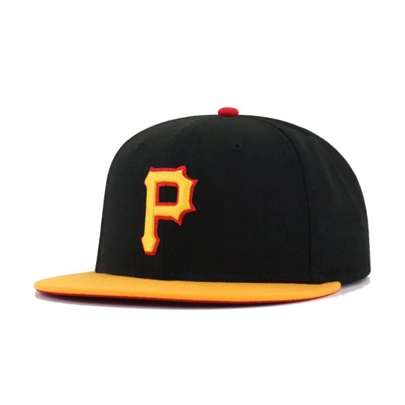 Pittsburgh Pirates Black R Gold Cooperstown AC New Era 59Fifty Fitted sold by Hat Heaven