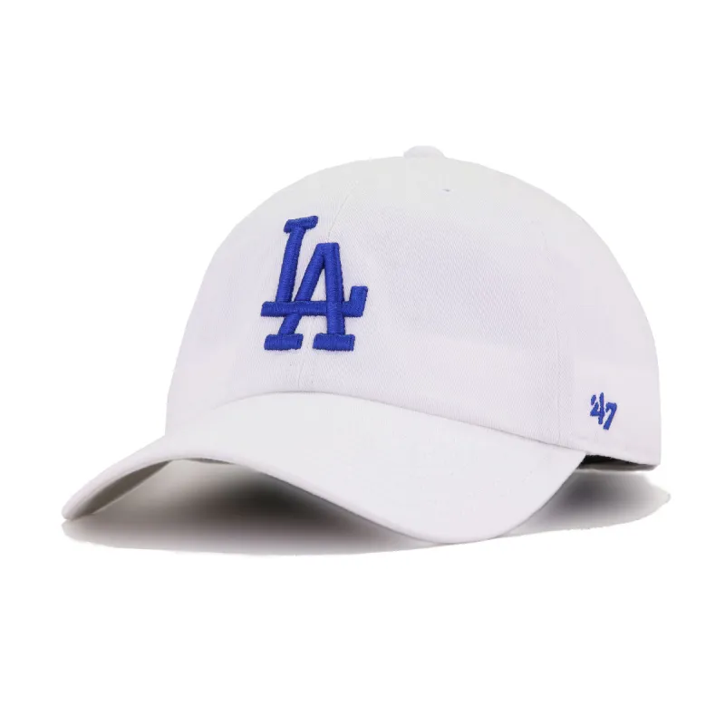 Los Angeles Dodgers White 47 Brand Clean Up Dad Hat sold by Hat Heaven