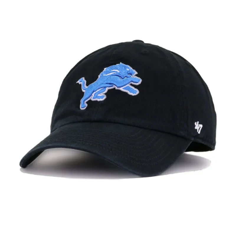Detroit Lions Black 47 Brand Clean Up Dad Hat made by 47