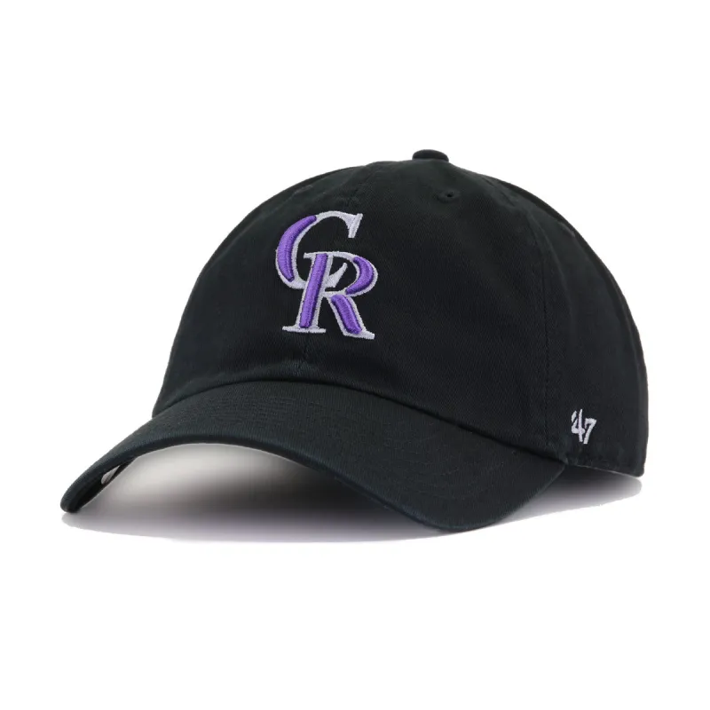 Colorado Rockies Black 47 Brand Clean Up Dad Hat made by 47