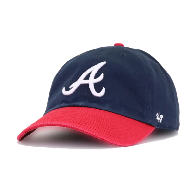 Atlanta Braves Navy Scarlet 47 Brand Clean Up Dad Hat made by 47