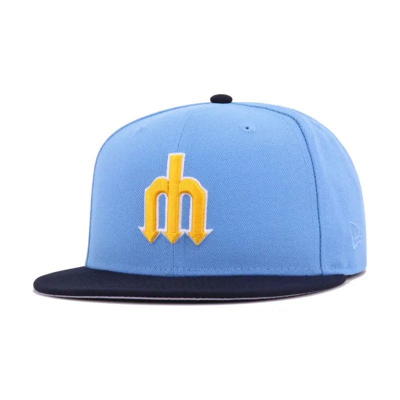 Seattle Mariners Sky Blue Navy 1977 New Era 59Fifty Fitted sold by Hat Heaven