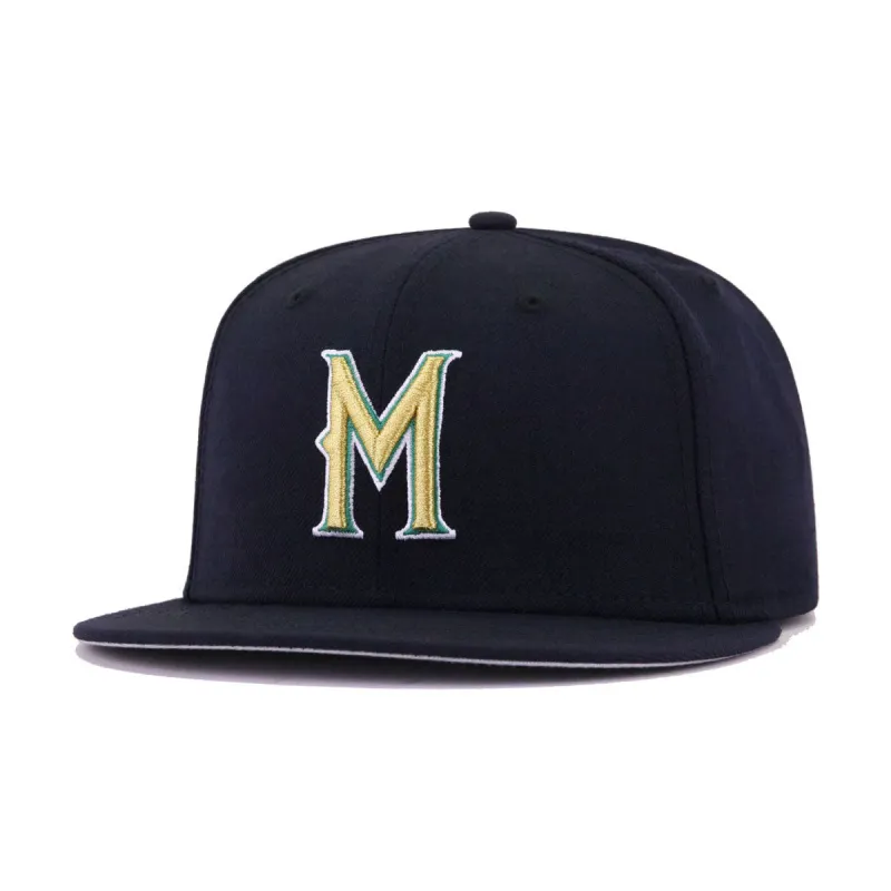 Milwaukee Brewers Navy Metallic Gold Cooperstown AC New Era 59Fifty Fitted made by New Era