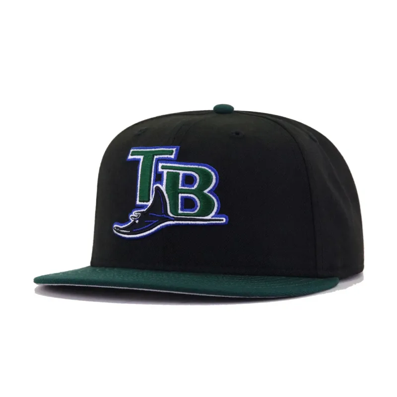 Tampa Bay Rays Black Dark Green Cooperstown AC New Era 59Fifty Fitted sold by Hat Heaven