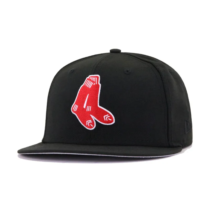 Boston Red Sox Black Bred Socks New Era 59Fifty Fitted sold by Hat Heaven
