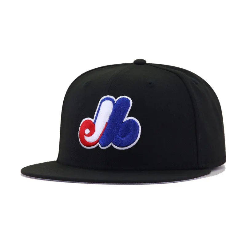 Montreal Expos Black Cooperstown AC New Era 59Fifty Fitted made by New Era