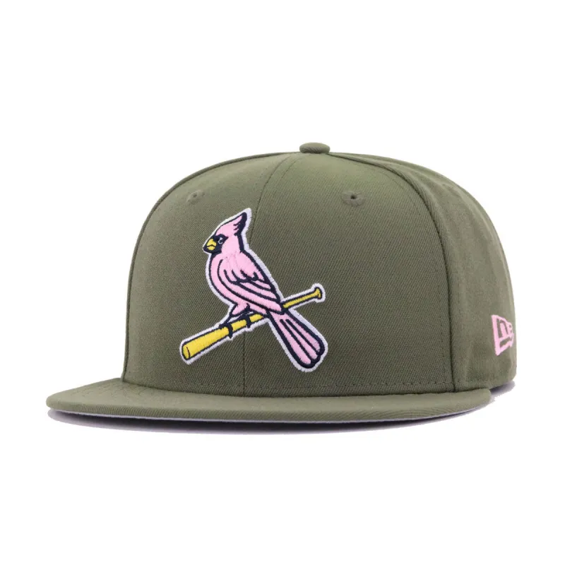 St Louis Cardinals New Olive Pink New Era 59Fifty Fitted sold by Hat Heaven