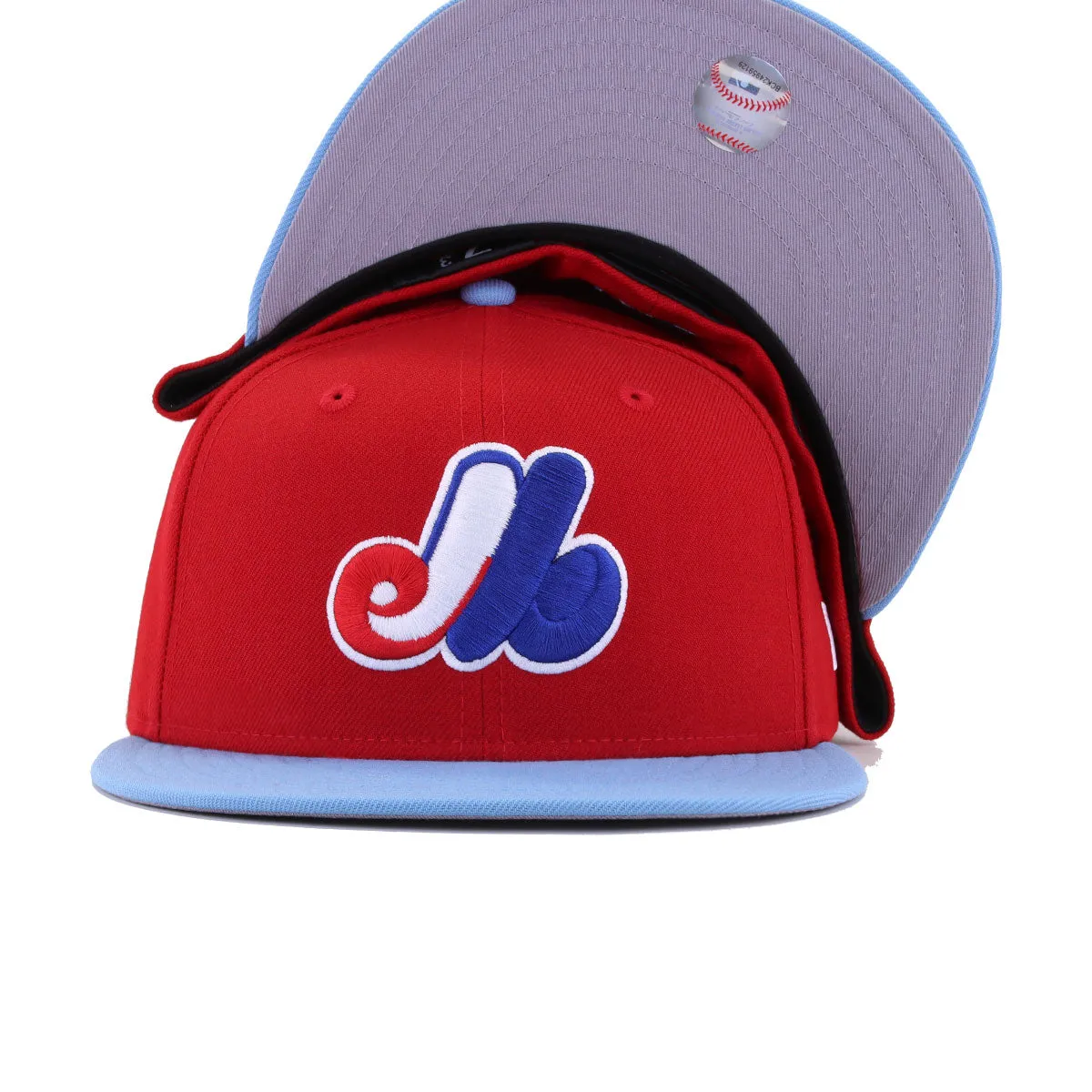 Montreal Expos Scarlet Sky Blue New Era 59Fifty Fitted sold by Hat Heaven product image thumbnail 4