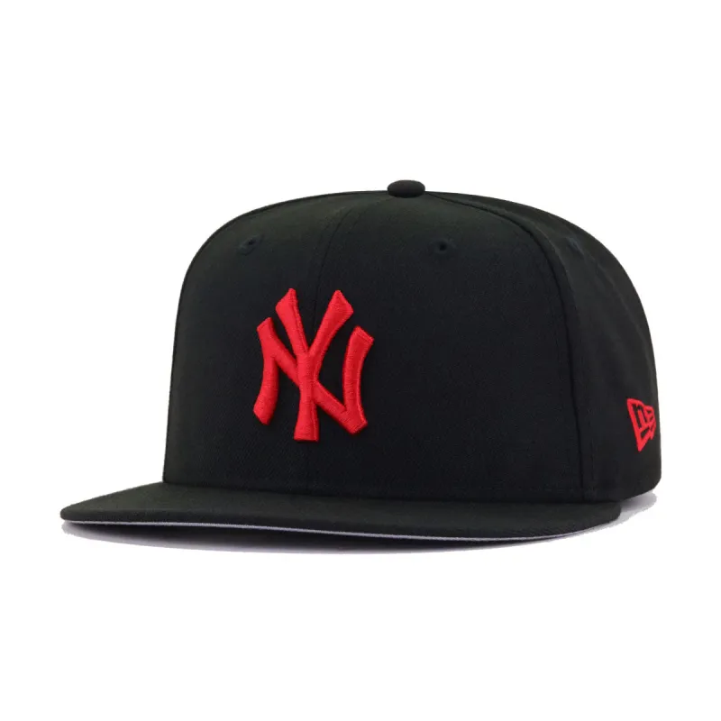 New York Yankees Black Radiant Red Logo New Era 59Fifty Fitted sold by Hat Heaven