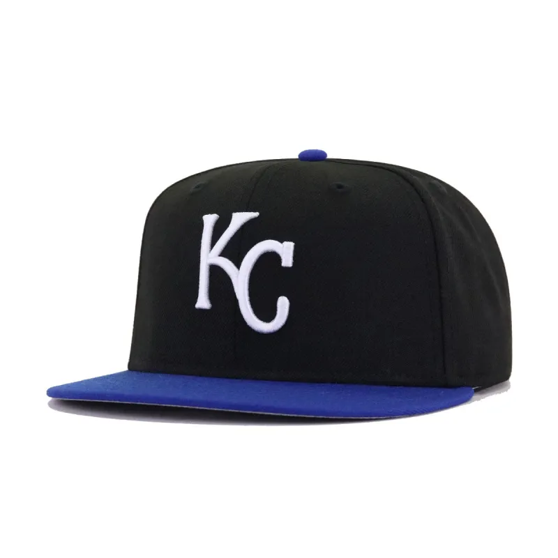 Kansas City Royals Black Light Royal Blue Cooperstown AC New Era 59Fifty Fitted sold by Hat Heaven
