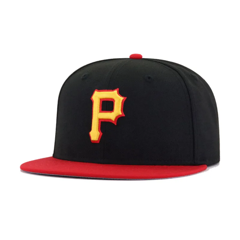Pittsburgh Pirates Black Scarlet Cooperstown AC New Era 59Fifty Fitted sold by Hat Heaven