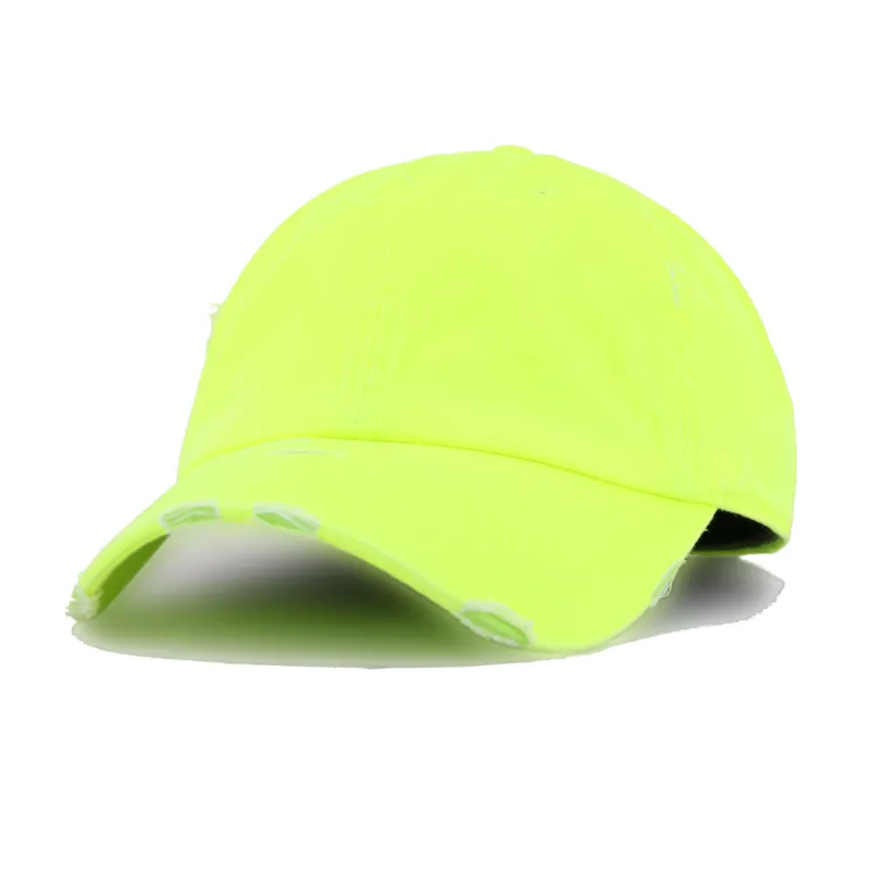 Distressed Neon Yellow KBEthos Vintage Dad Hat sold by Hat Heaven
