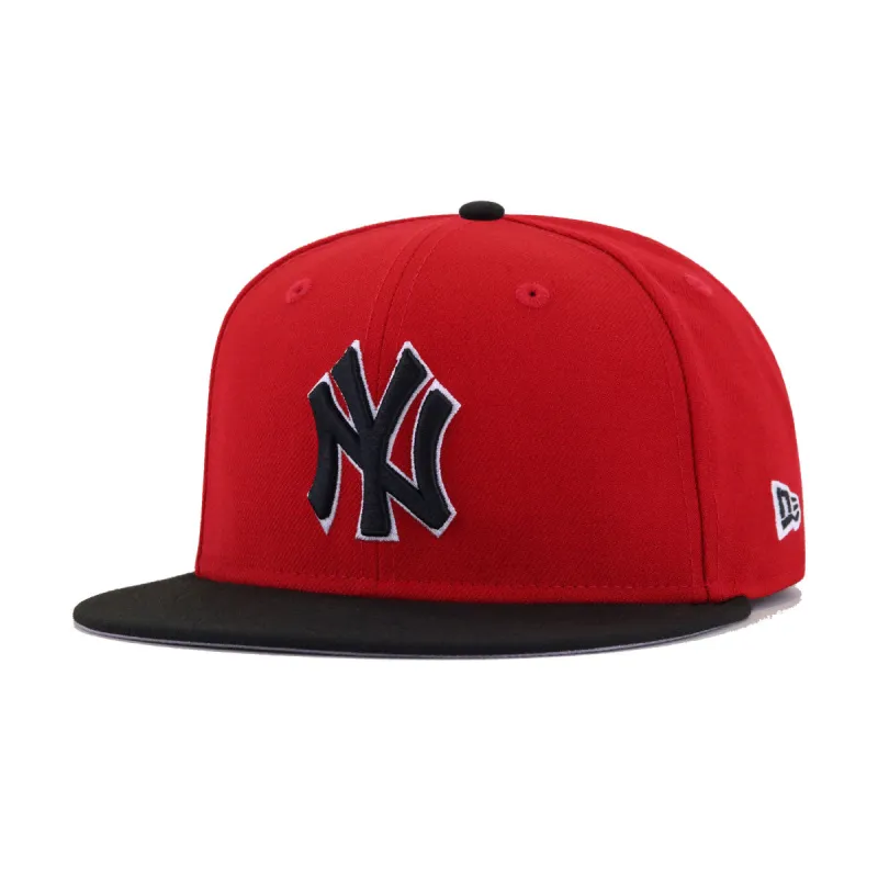 New York Yankees Scarlet Black New Era 59Fifty Fitted sold by Hat Heaven