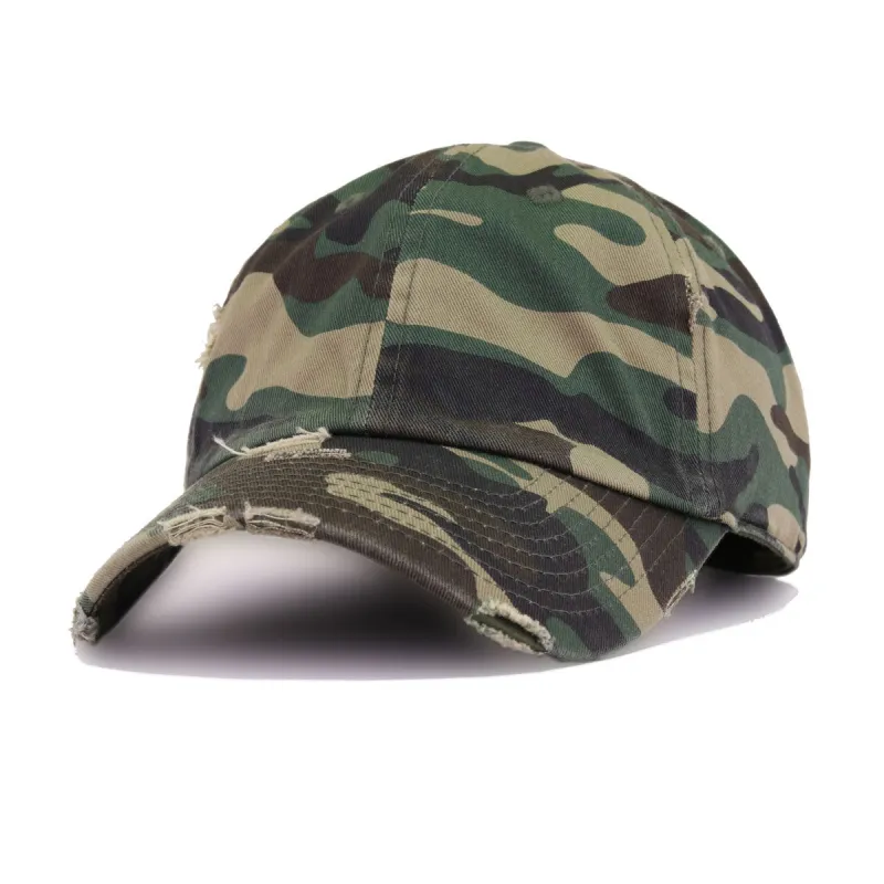 Distressed Camouflage KBEthos Vintage Dad Hat sold by Hat Heaven