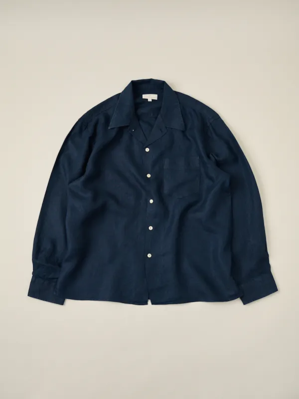 Agafay | Navy Linen Shirt sold by Casatlantic