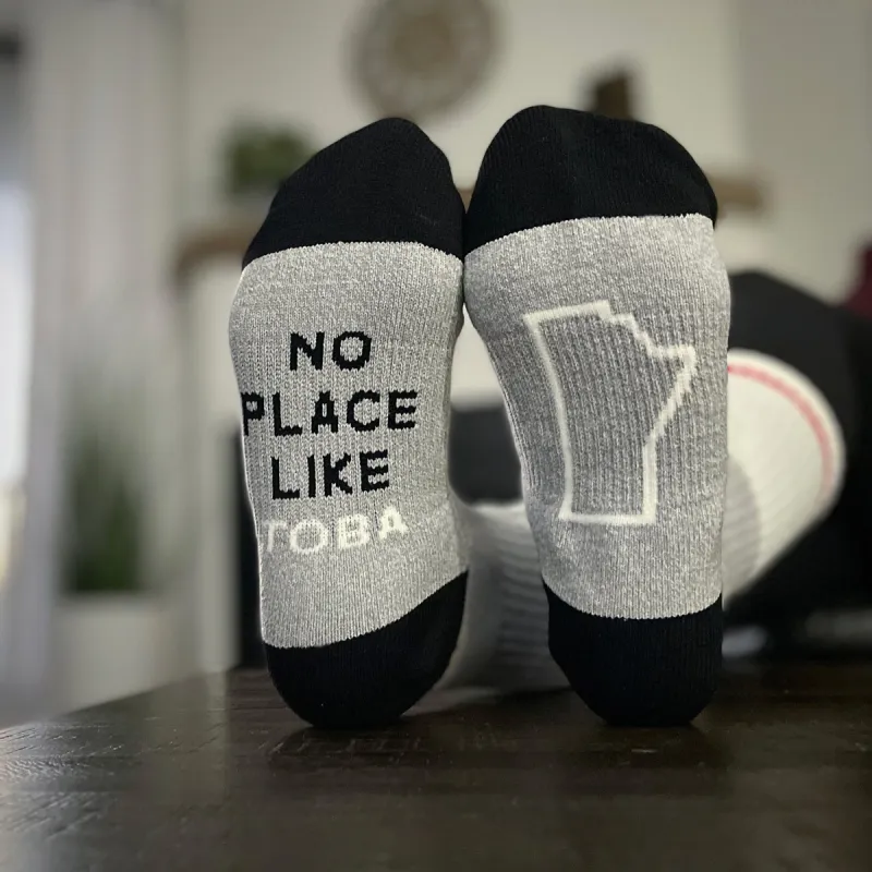 Unisex - No Place Like Toba - Padded Crew Sock - Grey / Black sold by Prairie Proud