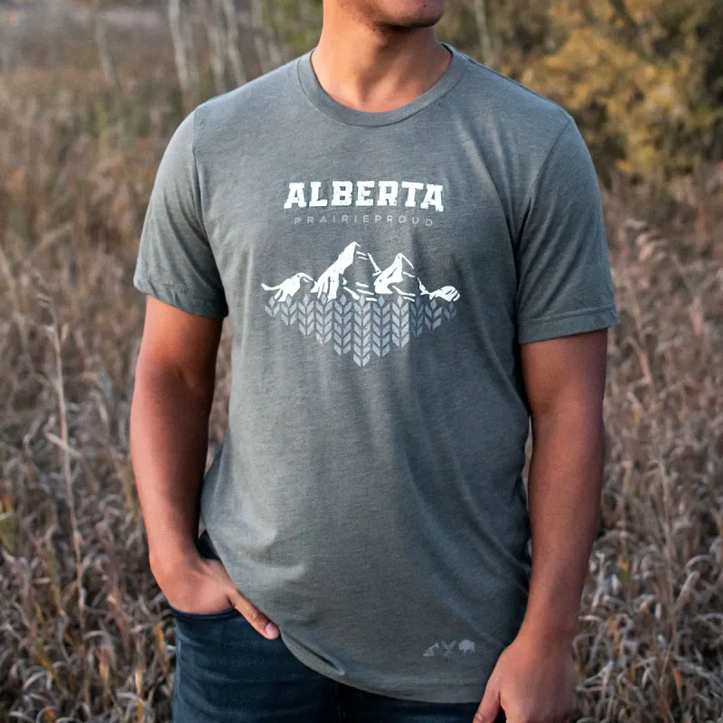 Unisex - Alberta 7.0 Crew T - Heather Military sold by Prairie Proud