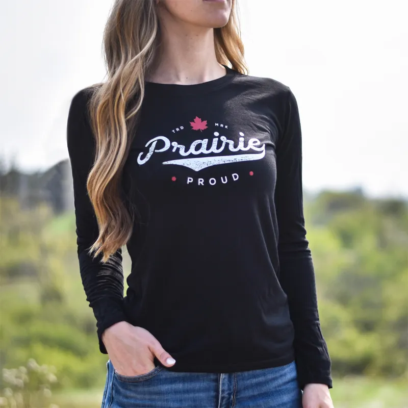 Ladies - Slo-Pitch LS Crew T - Black sold by Prairie Proud