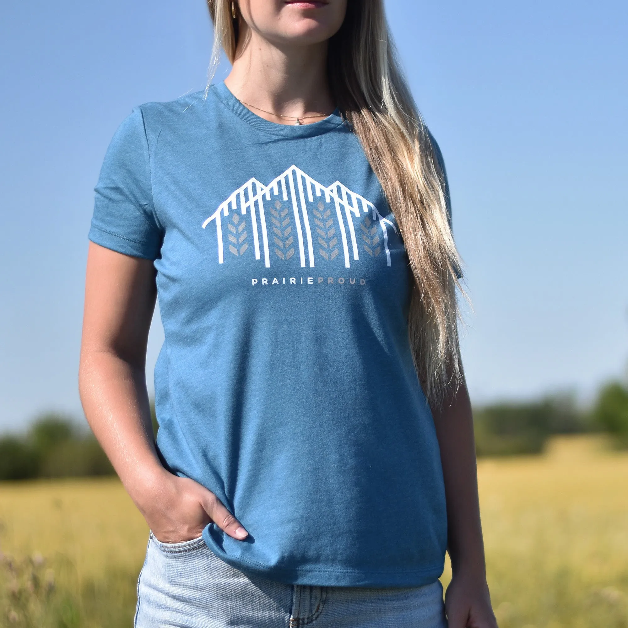 Ladies - Farmhouse Boyfriend T - Heather Teal sold by Prairie Proud