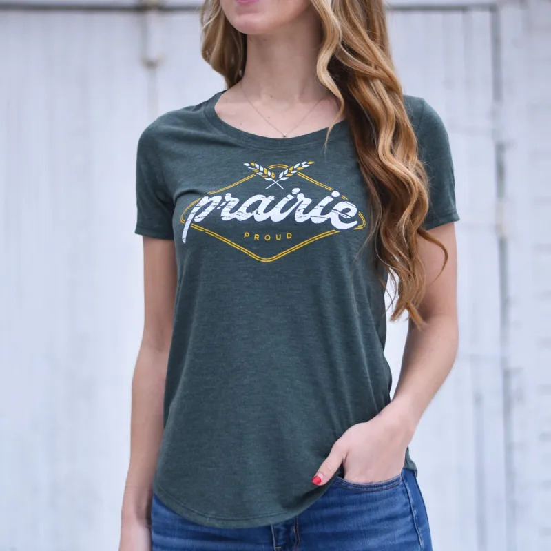 Ladies - Acre Scoop T - Heather Forest sold by Prairie Proud
